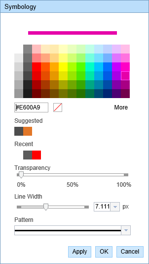 Symbology editor for a line layer Symbology editor for a line layer