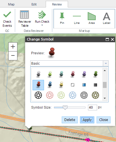 Adding a point using the markup tools Adding a point using the markup tools
