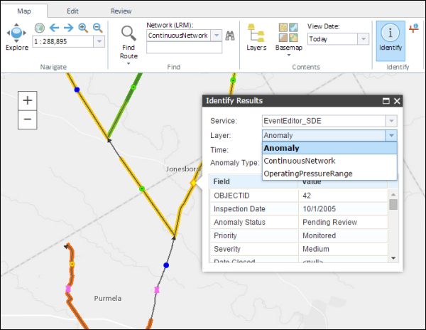 Selecting a different layer to identify Selecting a different layer to identify