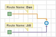Output for many start locations to one end location Output for many start locations to one end location
