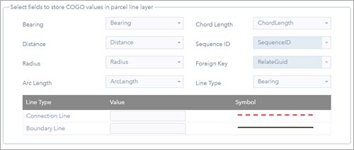 Select fields to store COGO values Select fields to store COGO values